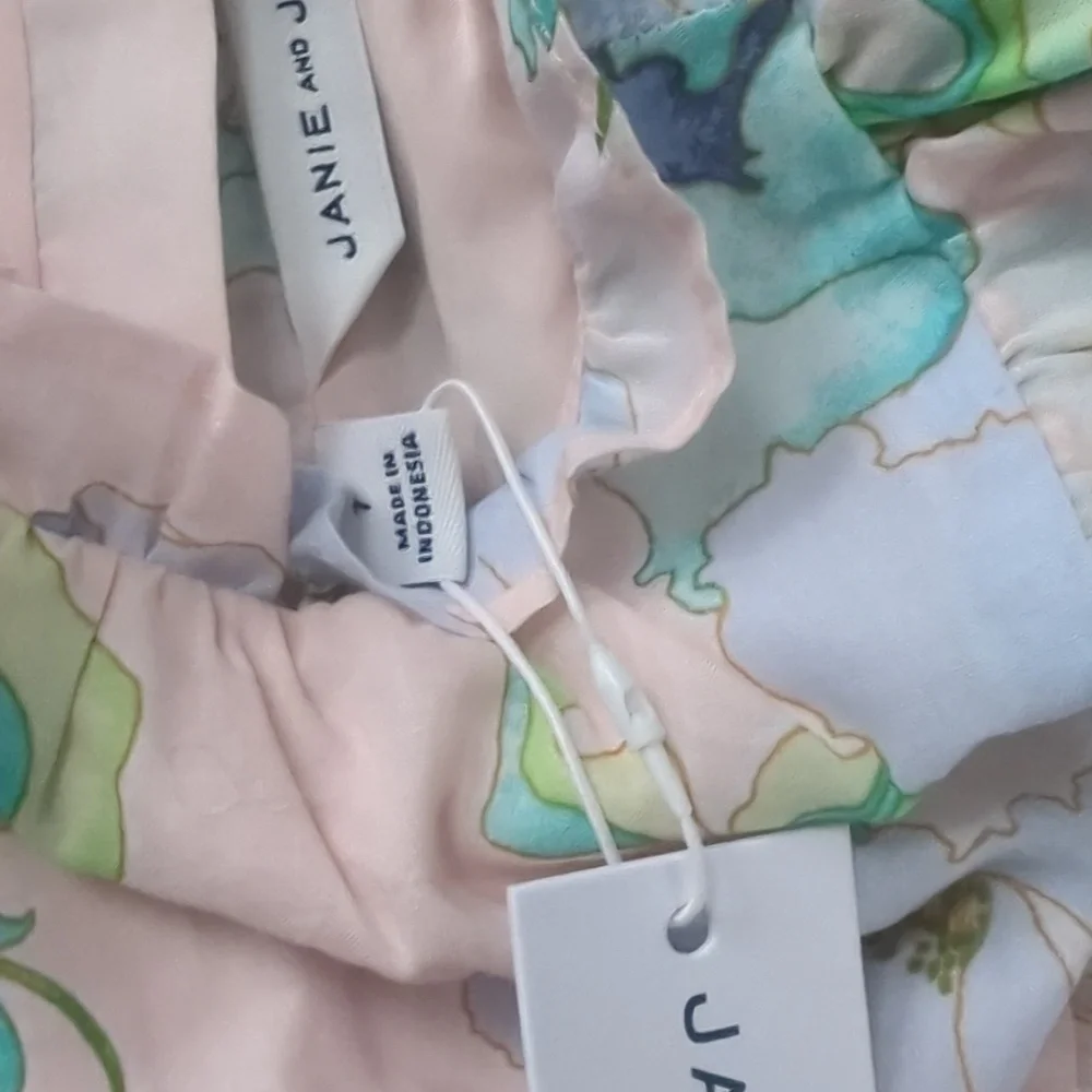 Pink Floral Top and Pleated Bubble Aqua Pant Set Janie And Jack Size 7 NWT - Picture 3 of 10